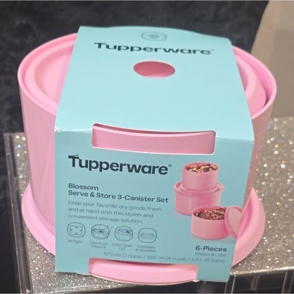 Tupperware 6-PC Serve & Store Food Storage Canister Set- Pink Punch - Picture 8 of 9
